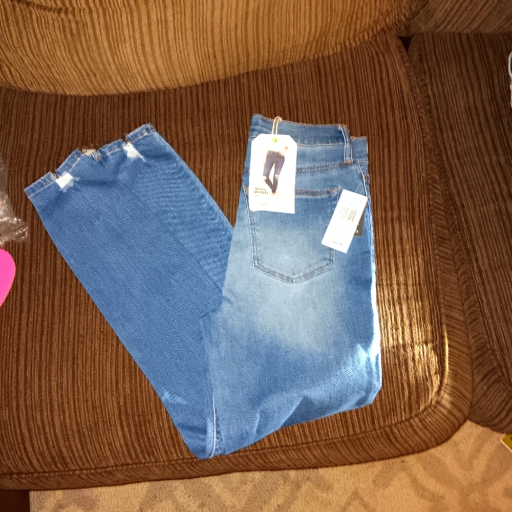 RE Generation blue high rise ankle skinny jeans